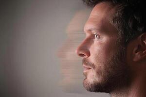A man with a beard and a blurred face photo