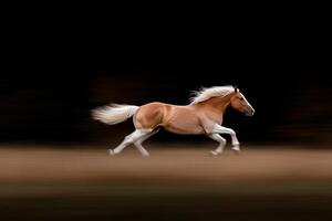 A horse running in the field photo