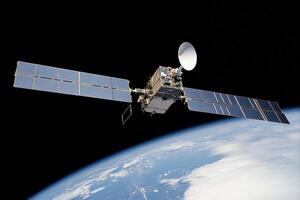 An artist's rendering of a satellite in space photo