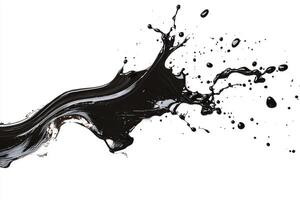 Black liquid splashing on white background photo