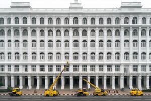 A large white building with many windows photo