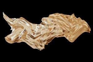 Golden forms flow gracefully against a contrasting black backdrop, showcasing the beauty of abstract design in a captivating 3D render. The shapes evoke a sense of movement and elegance photo
