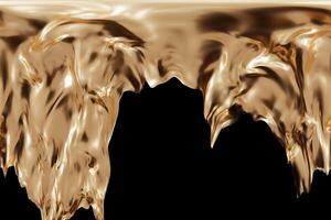 Golden shapes flow gracefully across a black background, showcasing intricate textures and movement. The design captures light beautifully, enhancing its abstract qualities and elegance photo