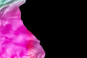 Colorful flowing shapes move gracefully on a black background, showcasing an engaging color gradient. The design allows for ample copy space, enhancing visual appeal photo