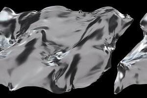 Dynamic chrome shapes flow gracefully across a black backdrop, illustrating the interplay between light and shadow in an abstract 3D render that captivates the eye photo