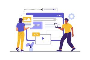 Flat Illustration of UI UX Interface Development for Web Design vector