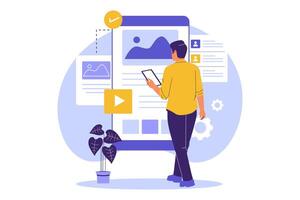 Flat Illustration of Usability Testing in UI UX Design vector