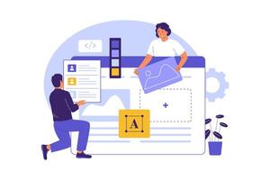 Flat Illustration of UI UX Interface Builder for Web Design vector