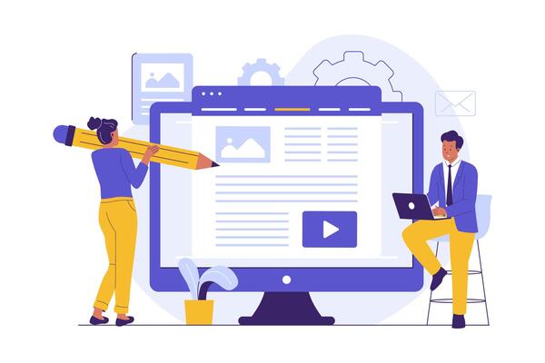 Illustration of Website Content Creation and Digital Publishing Process
