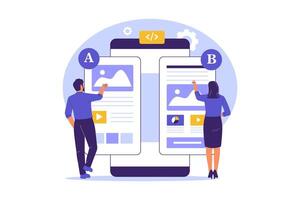 Flat Illustration of A B Testing Interface in UI UX Design vector