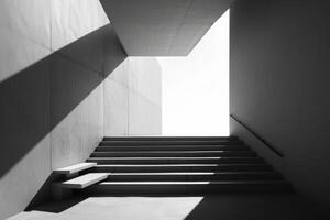 Modernist architecture, staircase with shadows and light. photo