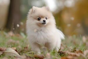 Small Pomeranian Spitz on a natural background photo