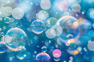 Soap bubbles with rainbow highlights photo