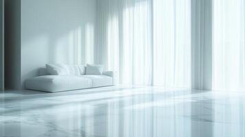 Bright minimalist living area with natural light and elegant decor in modern home atmosphere photo