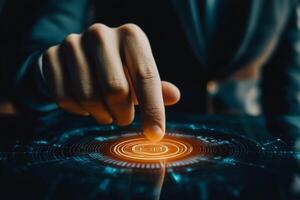 Secure online banking and 2FA authentication using fingerprint technology in a professional trading environment photo