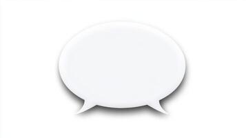 Blank paper speech bubble on a white background, perfect for creative dialogues and communication elements in design projects photo