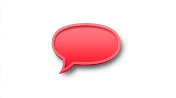 Blank red speech bubble with copy space isolated on a white background, perfect for chat applications and stickers for conversations photo