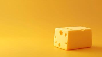 Cheddar cheese displayed on a vibrant yellow background for culinary and food photography purposes photo