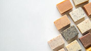 Craft paper mockup featuring handmade organic soaps on a white background promoting zero waste in small businesses photo
