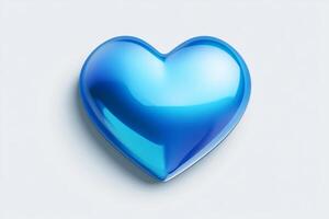 Glossy blue heart resting gently on a light gray surface, capturing a serene moment of beauty and simplicity photo