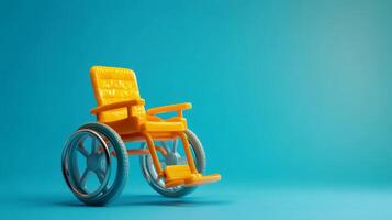 Celebrating the International Day of Persons with Disabilities with a vibrant toy wheelchair on a blue background photo