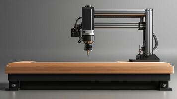 Modern CNC machine in a well-lit workshop, demonstrating precision cutting capabilities and ready for use photo
