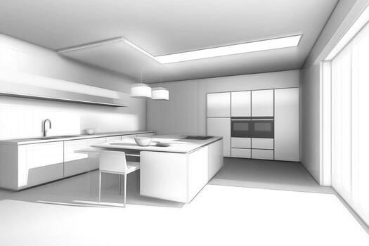 Minimalistic modern kitchen design showcasing clean lines and stylish features from various angles during daylight photo