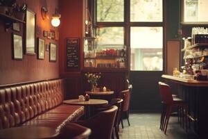 A cozy Viennese caf with vintage decor and warm lighting perfect for relaxation and conversation in the heart of the city photo