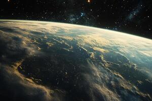 Vast landscape featuring the Milky Way galaxy as seen from space with Earth visible below in breathtaking detail photo