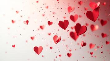 Colorful red hearts float gently against a soft gradient background, creating a romantic atmosphere for celebrations or events photo