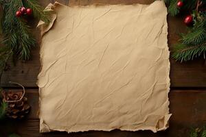 A beautiful Christmas letter or menu background frame with a rustic feel perfect for holiday greetings or festive dining settings photo