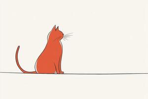 A minimalist sketch of a magic red cat sitting silently against a white background, showcasing its whimsical charm and artistic simplicity photo
