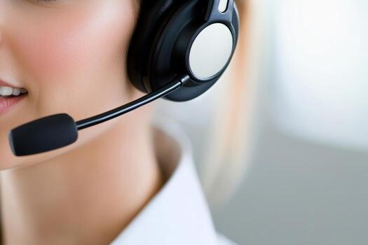 Customer service representative assisting clients with telecom inquiries at a bustling call center during business hours photo