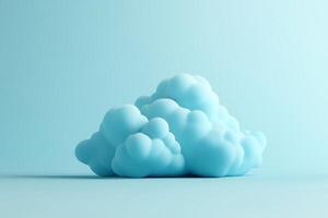 A fluffy blue cloud floats serenely against a soft, light background, creating a calming effect in a digital artwork setting photo