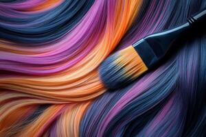 A professional stylist expertly applies vibrant color to hair using a brush, highlighting creative techniques during a salon session photo