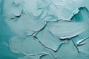 Abstract aqua brush marks creating a textured composition on a light canvas, showcasing oil paint's unique properties and tactile quality photo