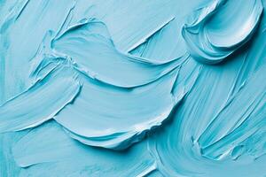 Aqua abstract brush marks on a light canvas showcasing a textured oil paint technique photo