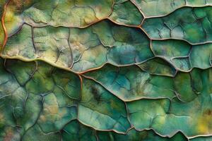 Close-up view of a leaf showcasing its vibrant green color and intricate vein patterns during a sunny afternoon photo