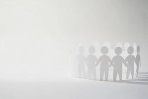 Silhouettes of people holding hands in a misty environment conveying unity and togetherness photo