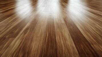 Detailed view of polished wooden flooring capturing light reflections and natural texture in an indoor setting photo