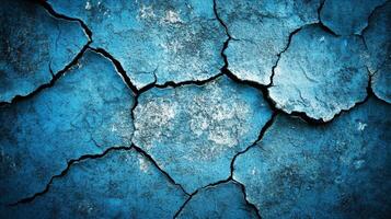Cracked blue surface revealing texture and depth in an abstract urban environment photo