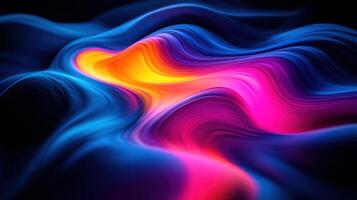 Abstract Colorful Waves, Dynamic Flow, Dark Background, Design Element photo