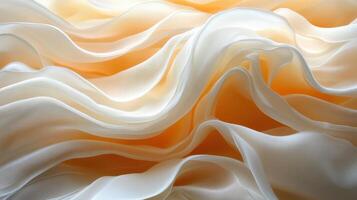 Soft, flowing fabric, pale gold and white, draped texture, background blur, textile design photo