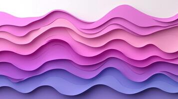 Abstract wavy paper layers, pastel pink purple background, design texture photo