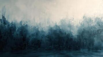 Dark misty forest landscape, moody atmosphere, background for website design photo