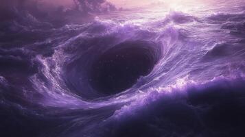 Purple cosmic vortex in ocean waves, fantasy art, background photo