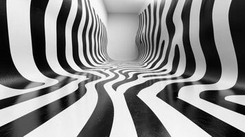 Black white striped tunnel illusion photo