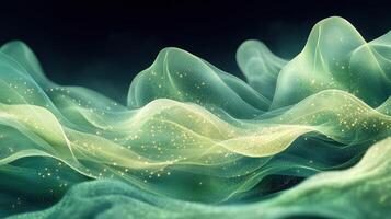 Abstract green wave energy flow, dark background, digital art, website banner photo