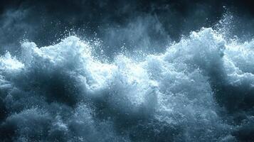 Ocean waves crashing, stormy sea, dramatic background, nature scene photo