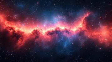 Cosmic Nebula Red and Blue Gas Clouds in Space photo